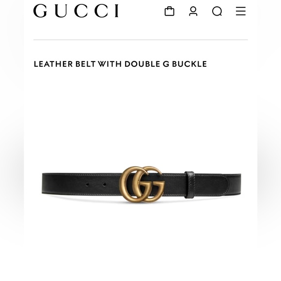 GUCCI LEATHER BELT WITH DOUBLE G BUCKLE - Picture 1 of 9